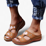 Sandales Femme Confortables avec Fleurs Décoratives - Élégantes et Légères