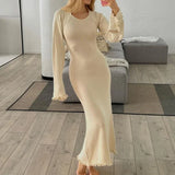 dresses : Robe Maxi Femme Évasé Élégant Vert in Beige van Seroa