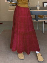 dresses : Jupe Longue Femme Lin Polyester Rose in Rouge van Seroa