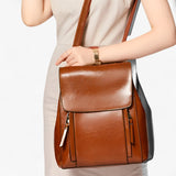 Sac à dos Femme en Cuir Véritable, Élégant pour l'École, le Travail et les Voyages