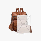 Bags : Grand Sac à dos pour Femme en Cuir Véritable Noir avec Compartiments pour le Travail et les Voyages in van Seroa