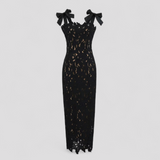 Dresses : Robe fourreau femme élégante noire col bateau manches longues en maille stretch in Néron S van Seroa