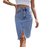 skirts : Jean Femme Bleu Jupe Longue in Bleu van Seroa