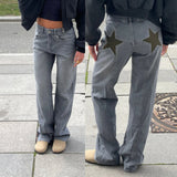skirts : Jean Taille Basse avec Imprimé Étoiles Denim Femme in Gris clair van Seroa