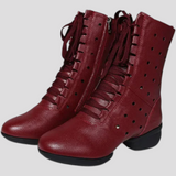 Shoes : Bottes blanches en cuir véritable avec lacets et fermeture éclair Femme in Rossa van Seroa