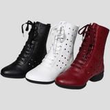 Shoes : Bottes blanches en cuir véritable avec lacets et fermeture éclair Femme in van Seroa