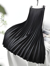 skirts : Jupe Longue Plissée Femme Taille Haute Fluide Élégante pour Été, in Noir van Seroa