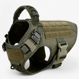 Pets & Supplies : Harnais Tactique Militaire Noir en Nylon Rembourré pour Grands Chiens avec Poignée Robuste in Harnais vert van Seroa