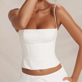 top blouses : Bustier Crop Top Vintage avec Bretelles Fines Femme in van Seroa