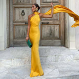 dresses : Robe Longue Fluide Élégante pour Femme - Idéale Soirée, Cérémonie ou Été in Jaune van Seroa