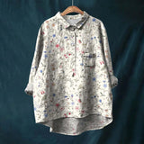 top blouses : Blouse Femme Chemise Lin Oversize Vintage in Beige van Seroa