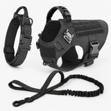 Pets & Supplies : Harnais Tactique Militaire Noir en Nylon Réglable pour Grands Chiens avec Gilet et Poignée in Ensemble Néra van Seroa