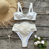 swimwear : Bikini avec Détail Fleuri et Bas Taille Haute Femme in van Seroa