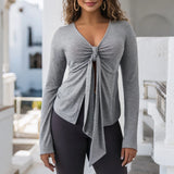top blouses : Top Femme Manches Longues in Gris van Seroa