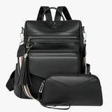 Bags : Grand Sac à dos pour Femme en Cuir Véritable Noir avec Compartiments pour le Travail et les Voyages in UN van Seroa