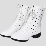 Shoes : Bottes blanches en cuir véritable avec lacets et fermeture éclair Femme in Bianca van Seroa