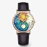 Watches : Montre à la mode en cuir véritable avec un design original et résistante à l'eau in Brun foncé van Seroa