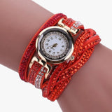 Montre Femme Élégante avec Bracelet Long en Cuir Véritable Noir - Style Unique