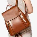 Sac à dos Femme en Cuir Véritable, Élégant pour l'École, le Travail et les Voyages