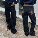 skirts : Jean Taille Basse avec Imprimé Étoiles Denim Femme in van Seroa