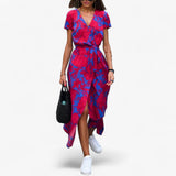 Dresses : Robe Élégante Femme Nery avec Col en V Profond, Robe de Soirée d'Été Décontractée in Rosso van Seroa