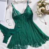 other : Ensemble Femme Lin Sous Vêtement Dentelle Floral in Vert van Seroa