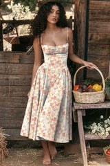 dresses : Robe Midi Élégante À Bretelles Fines Inspirée Du Style Vintage Femme in Rose van Seroa