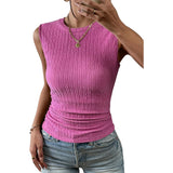 top blouses : Top Femme sans Manches Denim Ajustée in Rouge rosé van Seroa