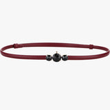 Women's Belt : Ceinture fine en cuir véritable - Élégance réglable Femme in vin rouge 100 cm van Seroa