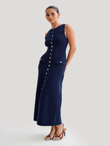 dresses : Robe Maxi Femme sans Manches in Bleu van Seroa