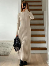 dresses : Robe Maxi Femme Manches Longues in Beige van Seroa