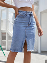 skirts : Jean Femme Bleu Jupe Longue in van Seroa