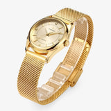 Montre Femme Luxe Dorée en Acier Inoxydable avec Diamants, Élégante et Raffinée