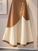 skirts : Jupe Longue Femme Kaki Tricot in van Seroa