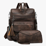 Bags : Grand Sac à dos pour Femme en Cuir Véritable Noir avec Compartiments pour le Travail et les Voyages in C van Seroa