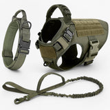 Pets & Supplies : Harnais Tactique Militaire Noir en Nylon Rembourré pour Grands Chiens avec Poignée Robuste in Ensemble Vert van Seroa