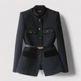 other : Blazer Classique Luxueux avec Ceinture à la Taille Femme in Noir van Seroa