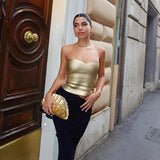 top blouses : Crop Top Femme Vintage Doré in van Seroa