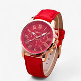 Watches : Montre pour femme de luxe - Étanche en cuir pour toutes les occasions in Rosso van Seroa