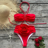 swimwear : Bikini avec Détail Fleuri et Bas Taille Haute Femme in van Seroa