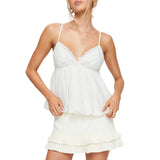 top blouses : Top Femme Haut Dentelle Fluide in Blanc van Seroa