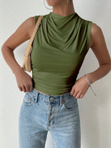 top blouses : Top Femme sans Manches Ajusté Drapée in van Seroa