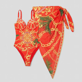 Swimwear : Maillot de Bain Une Pièce Femme Noir Col V, Bretelles Larges, Couverture Totale - S-XL in Rosso van Seroa