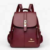 Bags : Sac à dos femme Grand en cuir véritable italien - Élégant pour le travail, les voyages et l'usage quotidien in Rosso van Seroa