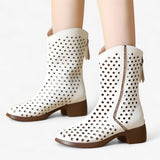 Shoes : Bottes Femme Cuir Perforées Véritable in van Seroa