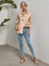 top blouses : Blouse Femme Chemise Satin Imprimé Léopard in van Seroa