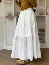 dresses : Jupe Longue Femme Lin Polyester Rose in Blanc van Seroa
