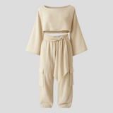 Outfit Sets : Ensemble d'été Femme en Lin 2 Pièces : Chemise Manches Courtes et Pantalon Large Élégant in van Seroa