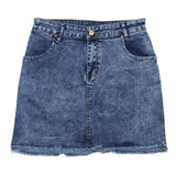 skirts : Jean Femme Polyester Ajustée in Bleu Foncé van Seroa