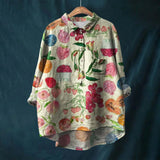 top blouses : Blouse Femme Chemise Lin Oversize Vintage in Vert van Seroa